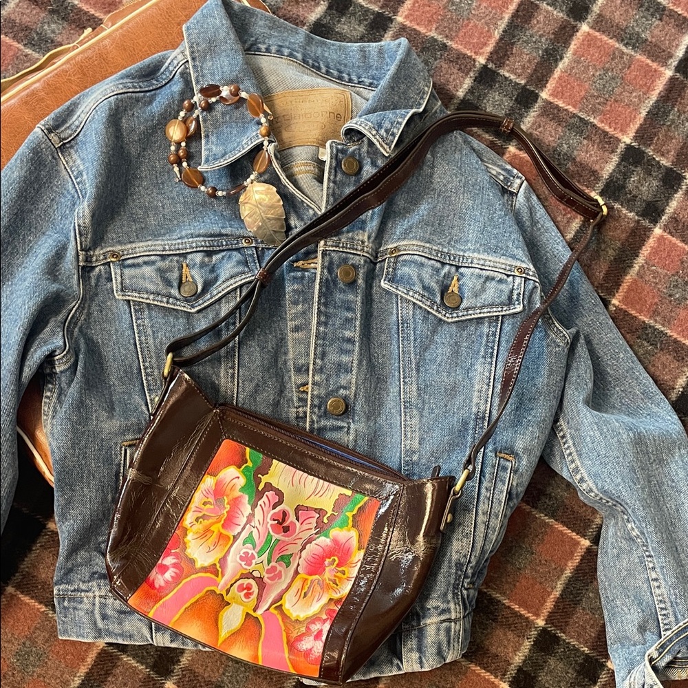 Artistic Expressions Hand-Painted Leather Crossbody Bag